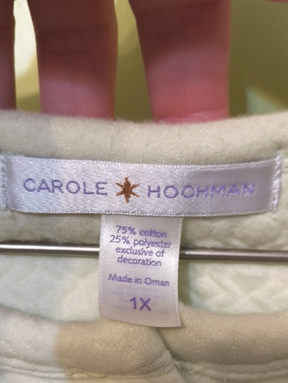 Women's Carole Hochman Purple Flower Cream Ivory Button Up Cardigan Jacket 1X - Picture 4 of 12